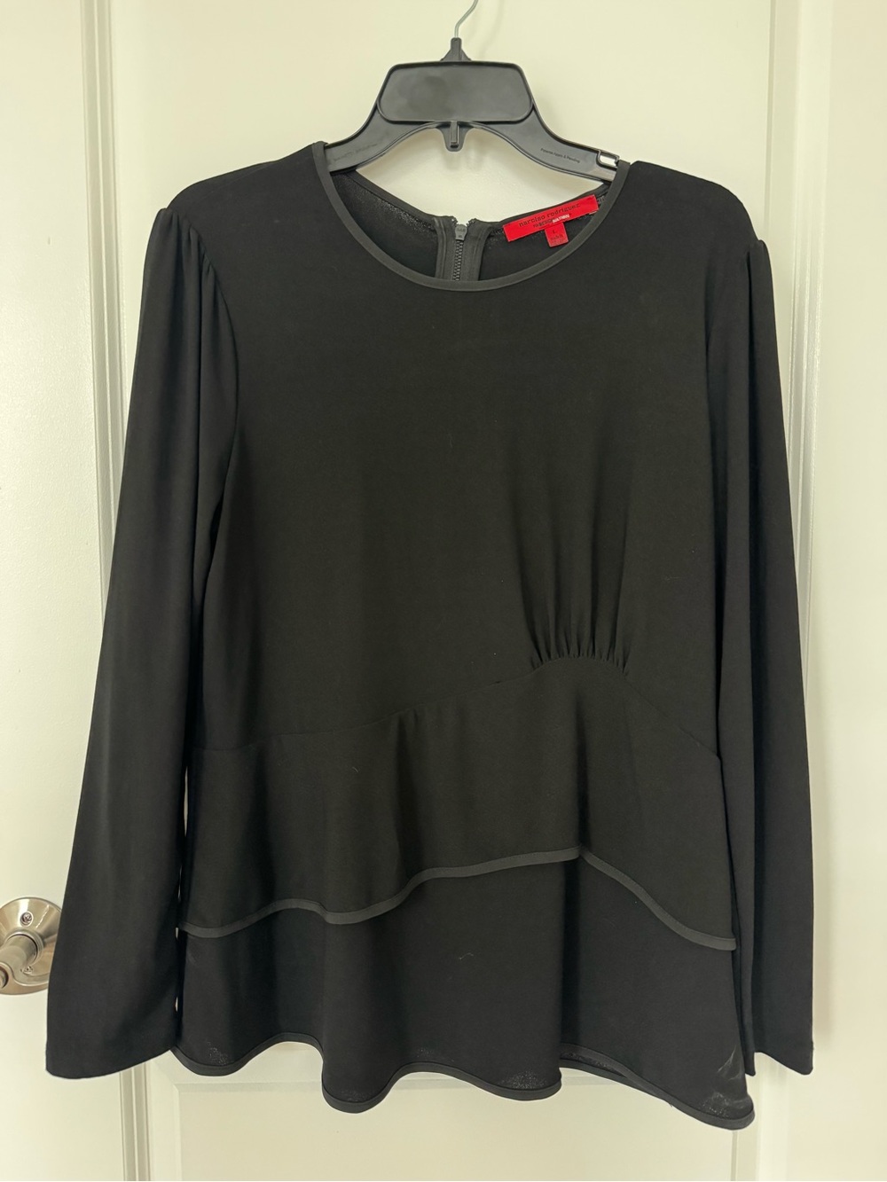 Narciso Rodriguez Black Long-Sleeve Peplum Blouse